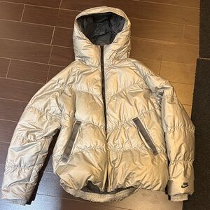 Nike Down Metallic Silver Puffer Jacket